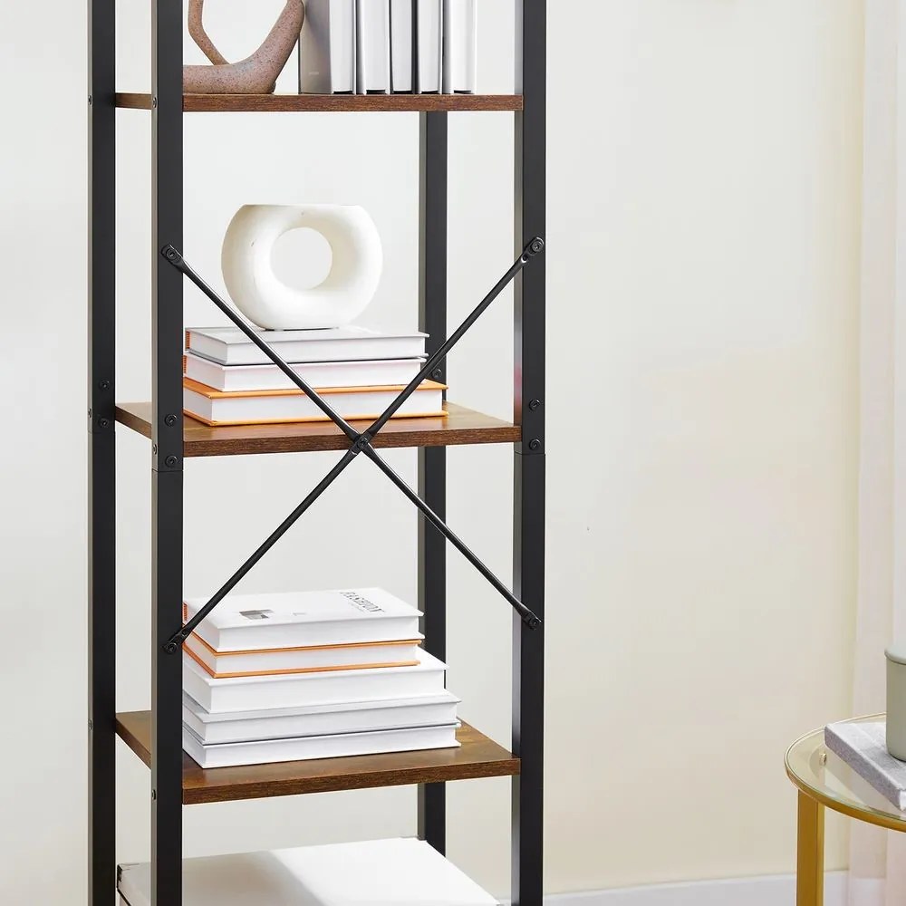 SongmicsHome Regał na książki NOEL, 40x30x187,5 cm, czarny/brązowy