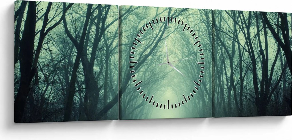 Obraz - Droga z aleją drzew (z zegarem) (90x30 cm)