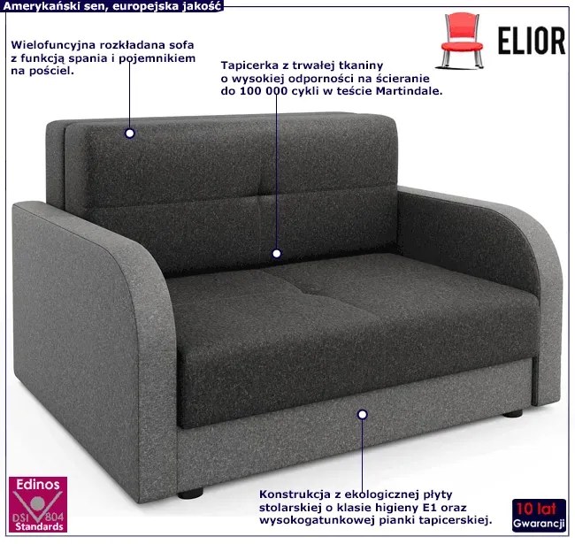Sofa rozkładana antracyt + szary M4-S67