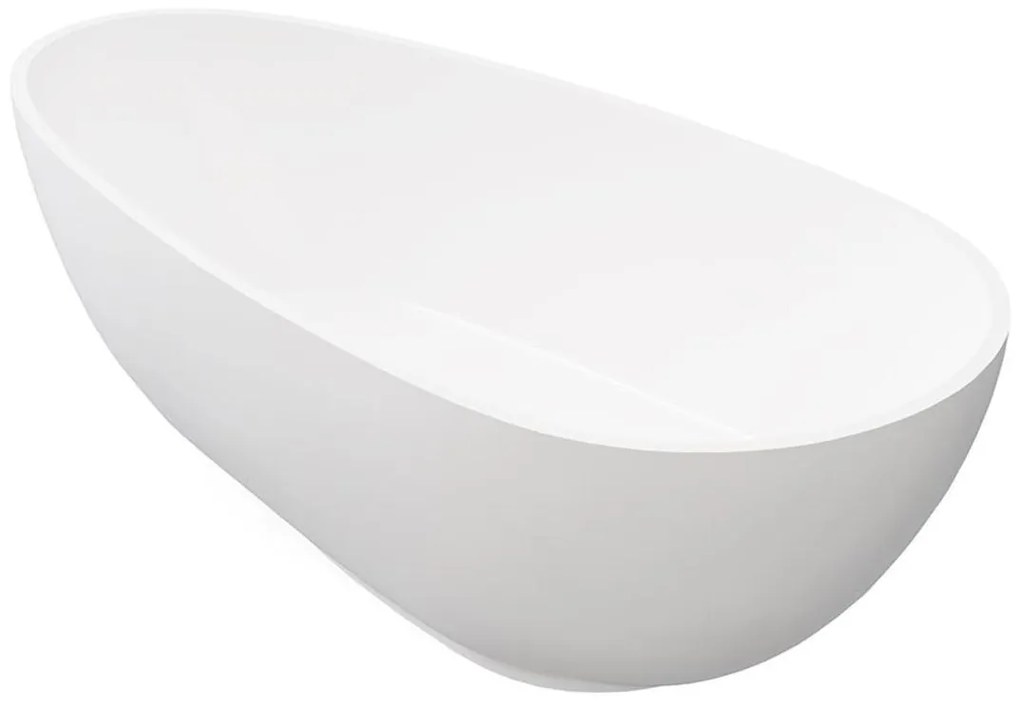 Wanna wolnostojąca , asymetryczna, z materiału solid surface – 269 l – 172 × 83 × 53 cm (dł. × szer. × wys.) – kolor biały - FENICE