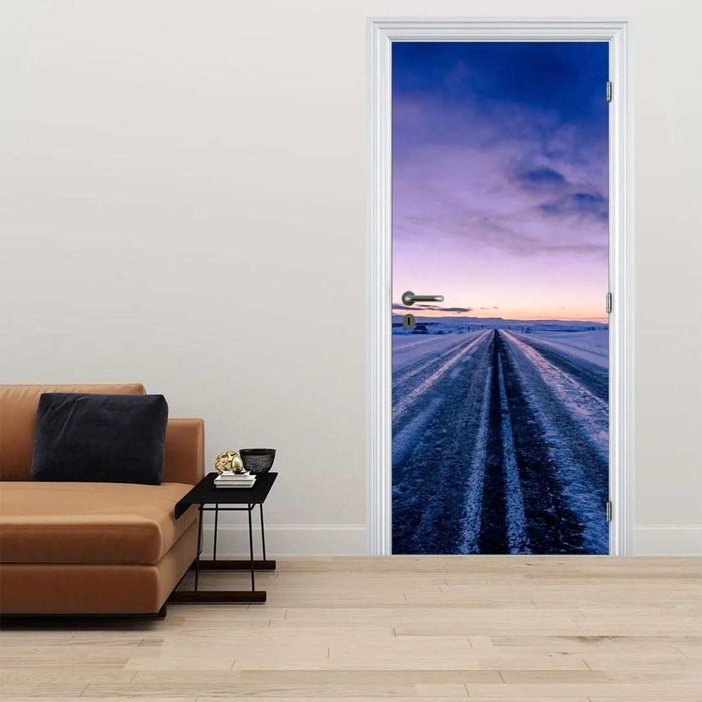 Fototapeta na drzwi - Droga zimą (95x205cm)