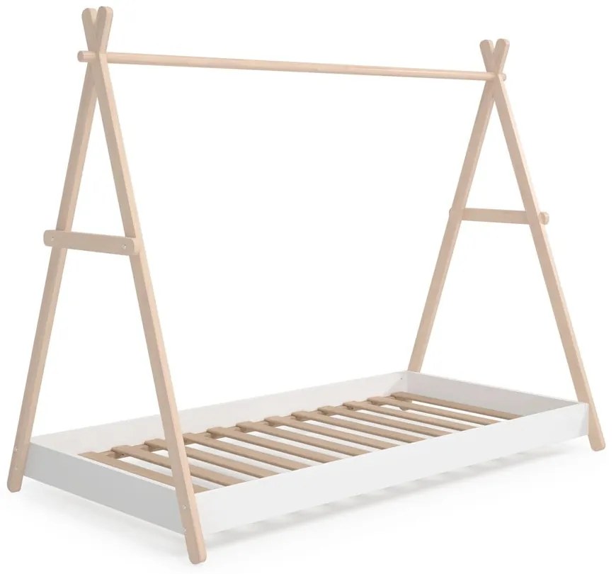Białe łóżko dziecięce w kształcie domku z drewna sosnowego 90x200 cm Trufa – Marckeric