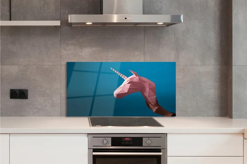 Panel Szklany Różowy jednorożec origami