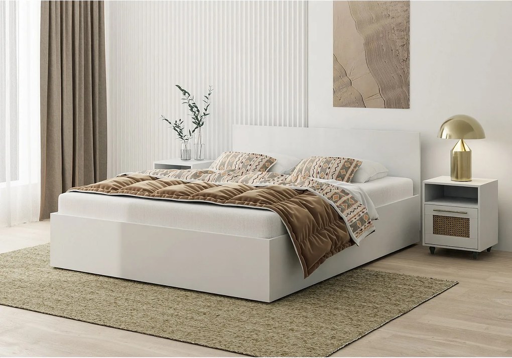 Łóżko drewniane z materacem AVI 160x200cm w kolorze białym