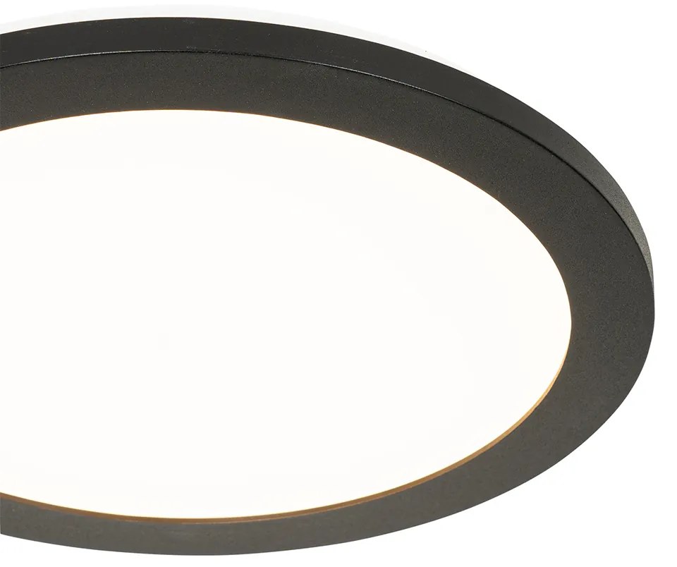 Nowoczesna lampa sufitowa czarna 30 cm z diodą LED IP44 - Steve Nowoczesny Oswietlenie wewnetrzne