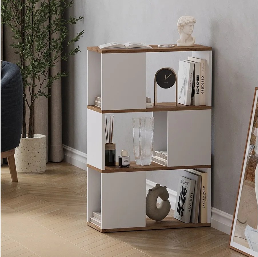 Rozdzielacz pokoju biały/złoty dąb 60x24x94 eneos