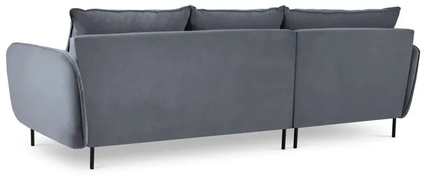 Szara narożna aksamitna sofa lewostronna Cosmopolitan Design Vienna