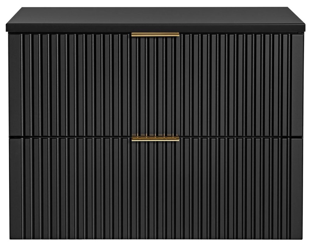 Szafka wisząca podumywalkowa czarna  mat 80 x 46 cm ASTROS Black z blatem