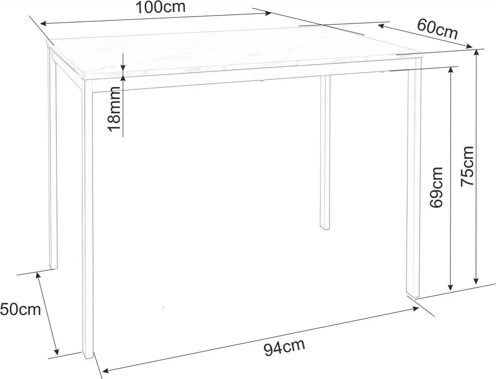 PROMOCJA Biały stół jadalniany RAMOD 100x60 cm, dekor dąb II klasa jakości