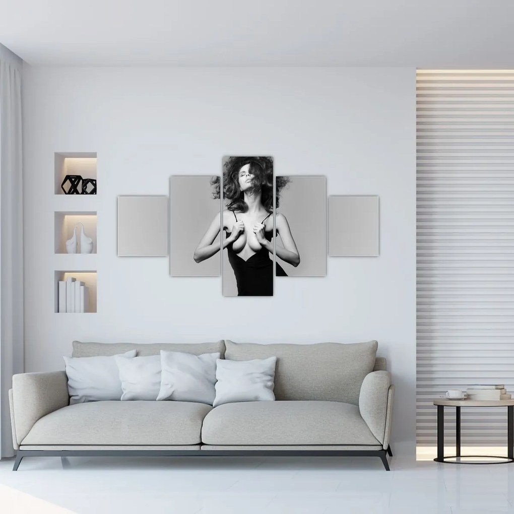 Obraz kobiety w czarnej sukience (125x70 cm)