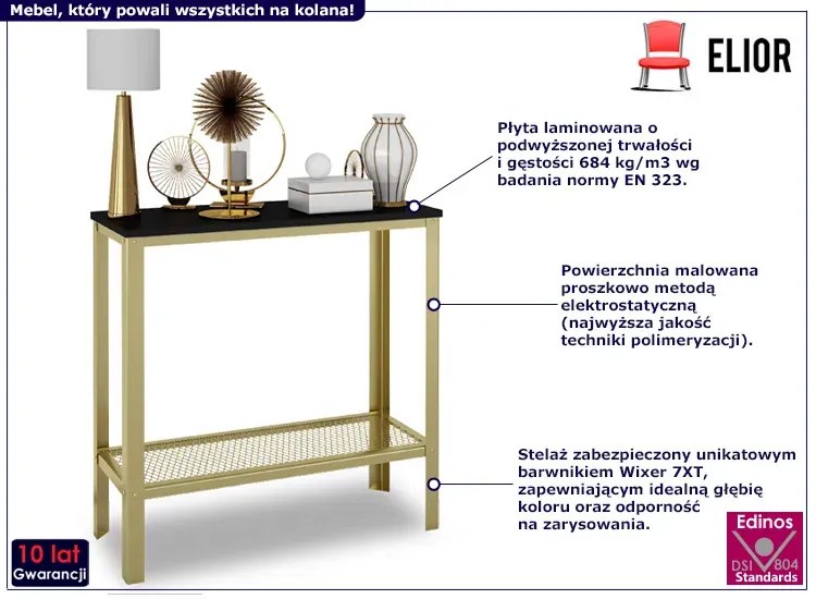 Konsola z metalowym stelażem złoty + czarny połysk A9-D24
