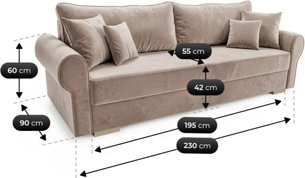 Sofa z Funkcją Spania RELON Beżowa Nowoczesna