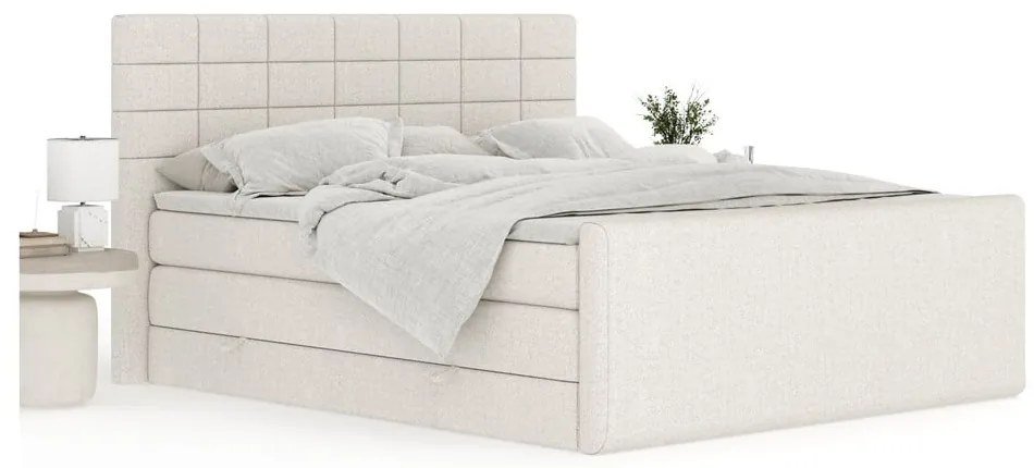 Beżowe łóżko kontynentalne ze schowkiem 200x200 cm Ava – Maison de Rêve