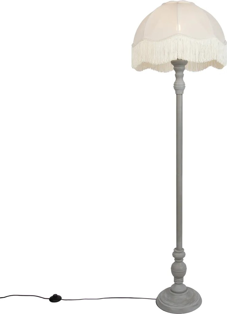 Lampa podłogowa szara z beżowym abażurem i białym wnętrzem 45cm - Classico