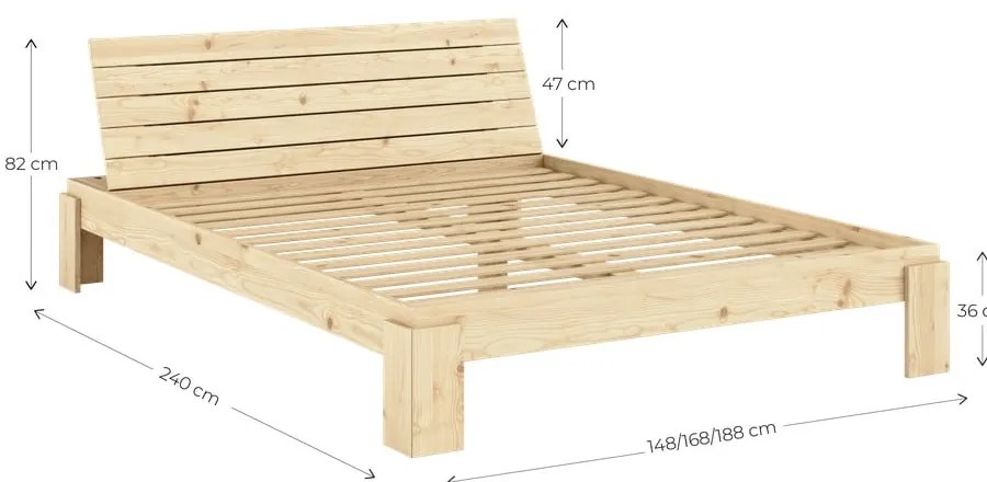 Łóżko dwuosobowe z litego drewna sosnowego ze stelażem 180x200 cm w naturalnym kolorze Layers – Karup Design