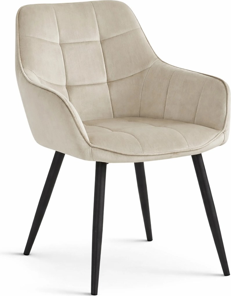 Krzesło do jadalni VARSI VELVET z czarnymi nogami, beżowe