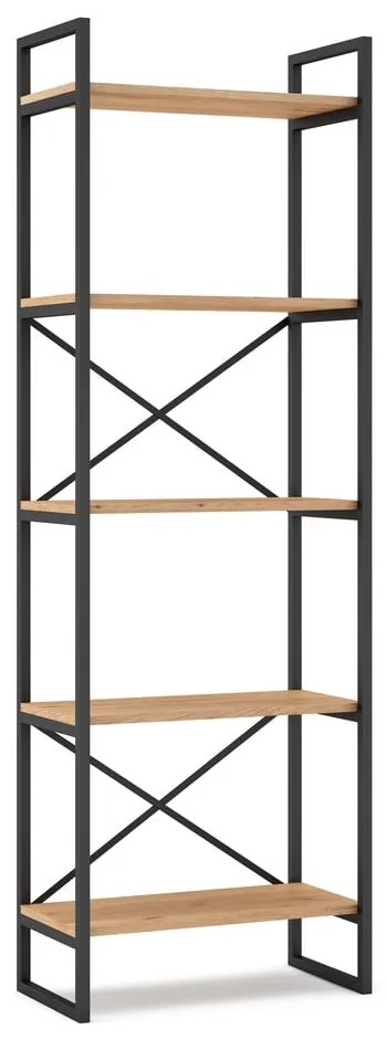 Czarno-naturalny regał w dekorze dębu 58x175 cm Dusan – Marckeric