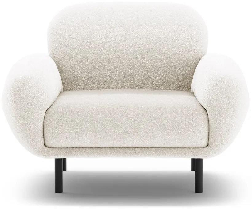 Biały fotel z materiału bouclé Poppy – Micadoni