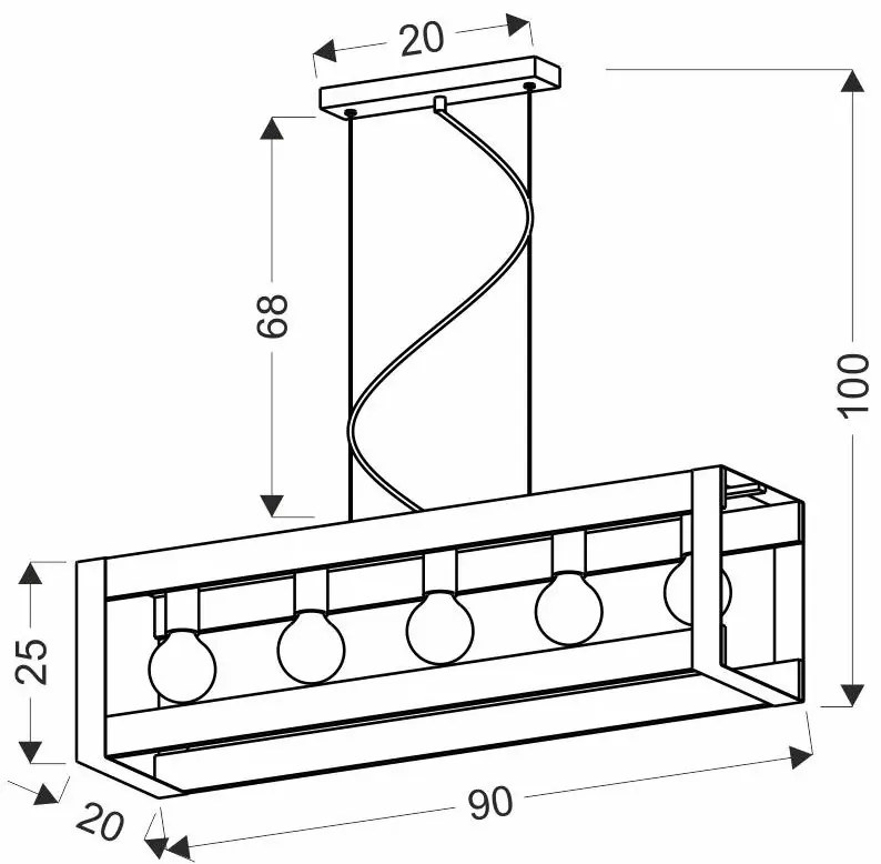 Industrialna lampa wisząca z drewnianymi elementami - T022 - Kavo