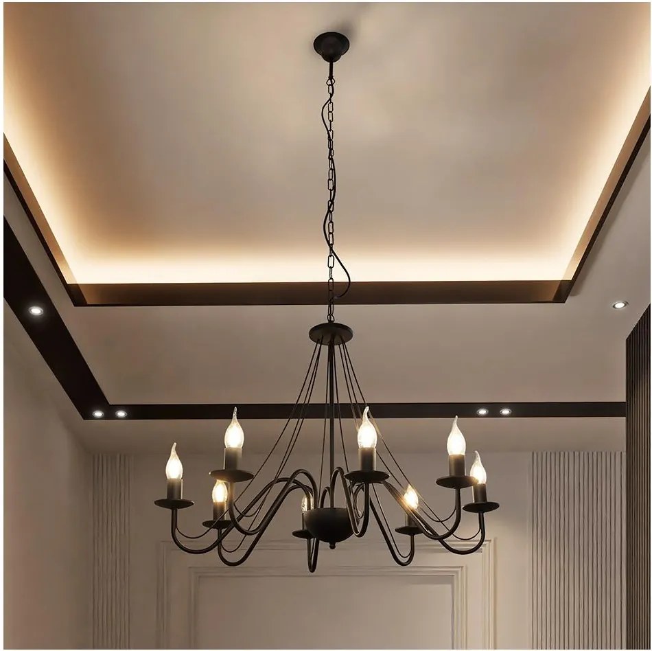 Żyrandol na łańcuchu MALBO 8xE14/10W/230V czarny