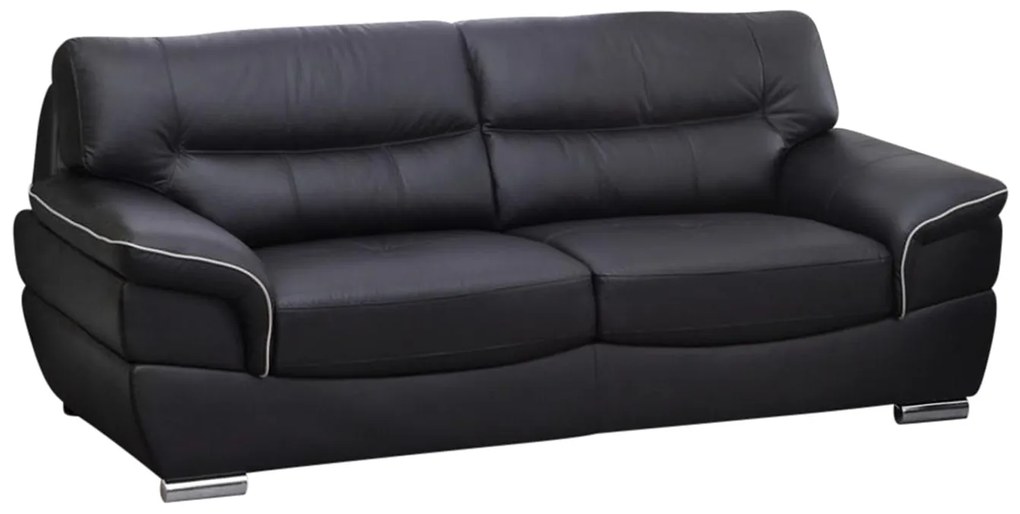 Komplet wypoczynkowy 3+2 ze skóry THIBAULT - Czarny