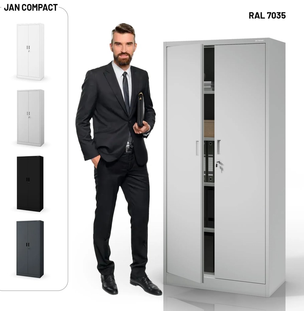 Szafa biurowa na dokumenty z 4 półkami szara, 1750x800x400 mm: JAN Compact