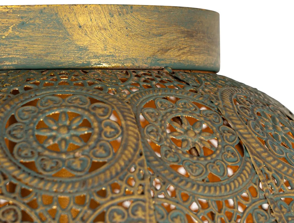 Orientalna lampa sufitowa złota z zielonym 28,5 cm - Baloo