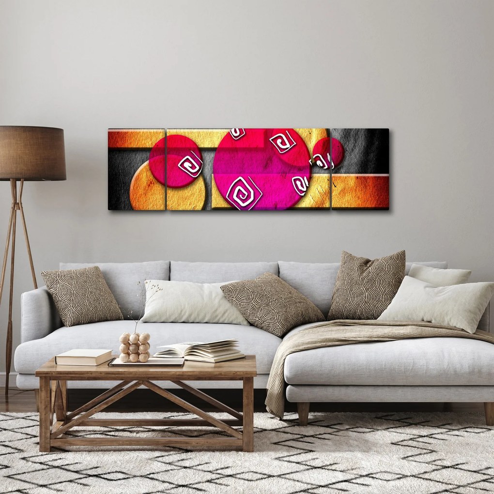 Abstrakcyjny obraz z historycznymi symbolami (170x50 cm)