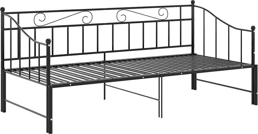 Czarne rozkładane łóżko metalowe 90x200 cm D1-F38