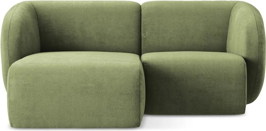 Zielony narożnik z tkaniny szenilowej (lewostronny/z szezlongiem) Lani – Makamii