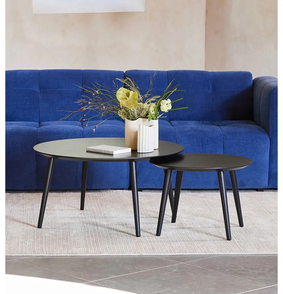 Czarne okrągłe stoliki zestaw 2 szt. ø 88 cm Adda – Unique Furniture