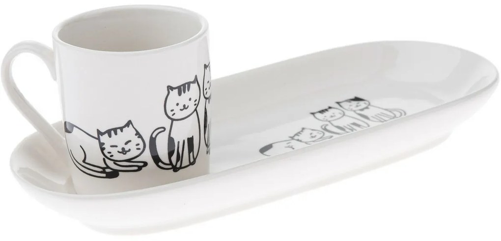 Porcelanowy kubek z podstawką Koty 90 ml