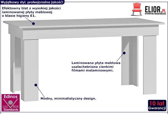 Biały stół do jadalni - Tida