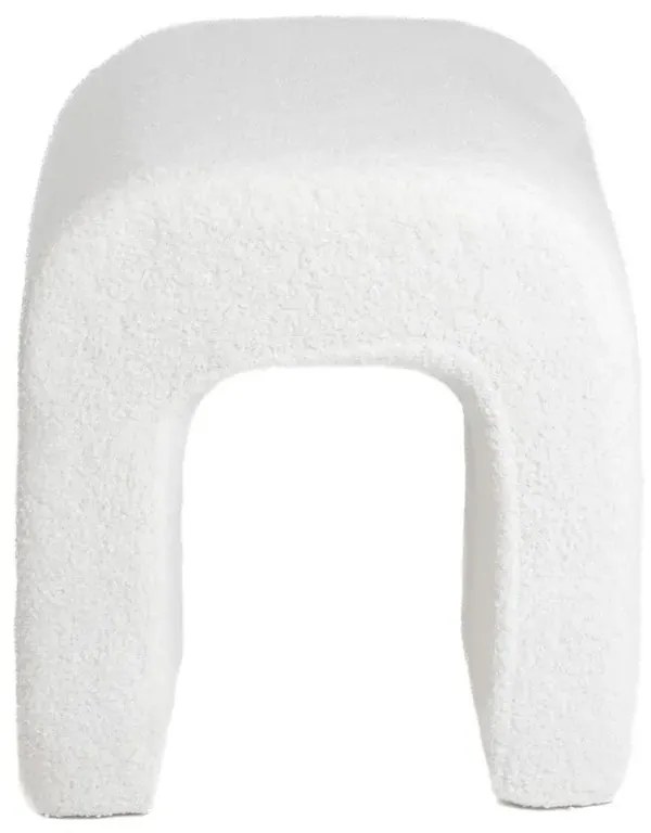 Pufa HUGILL w tkaninie TEDDY 40x40x40 cm ecru HOMLA
