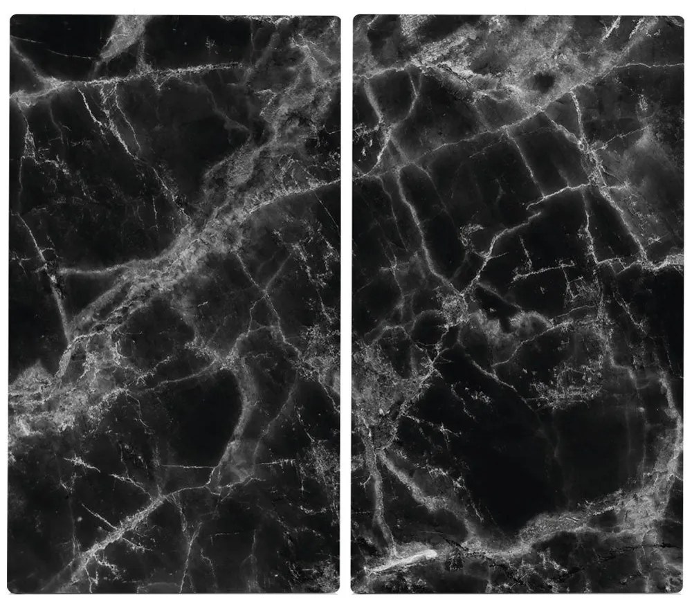 Szklane płyty ochronne MARBLE BLACK na kuchenkę – 2 sztuki, ZELLER