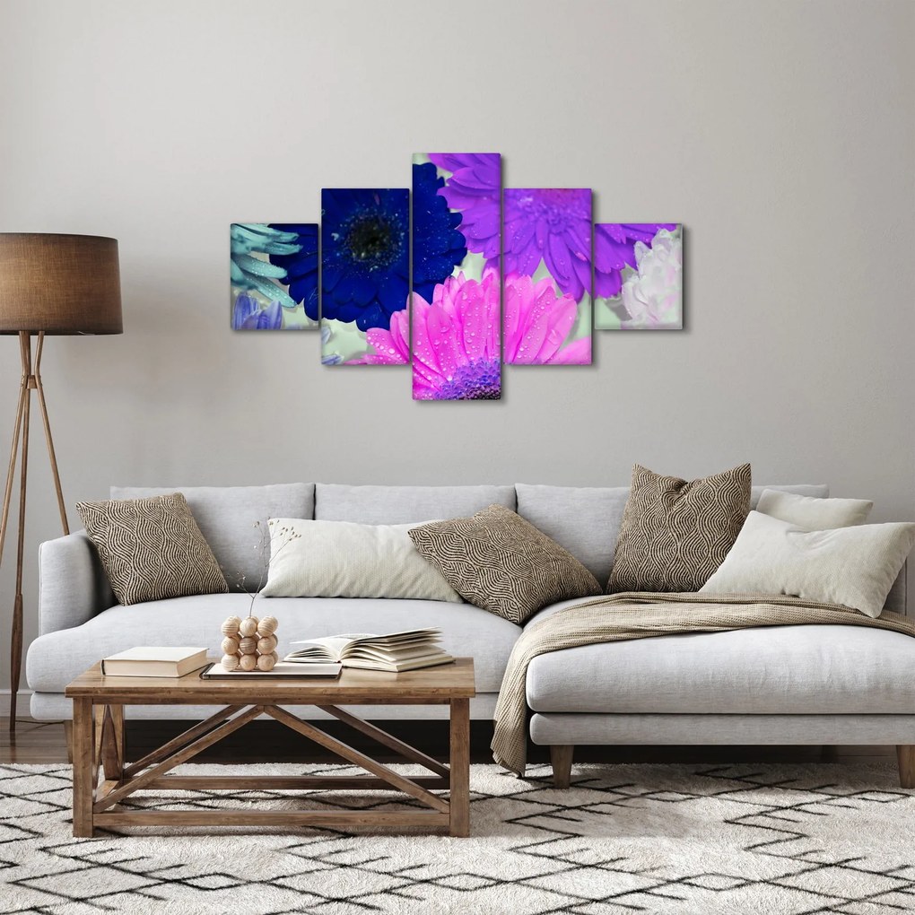 Obraz kolorowych kwiatów (125x70 cm)