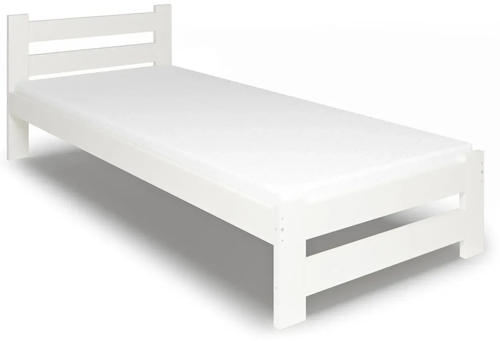 Białe jednoosobowe łóżko z drewna 80x200 - Berti