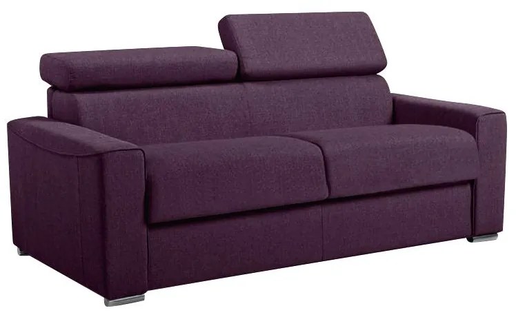 Kanapa 3-osobowa z ekspresowym mechanizmem rozkładania z tkaniny VIZIR - Kolor: fioletowy - Miejsce do spania: 140 cm - Materac 22 cm