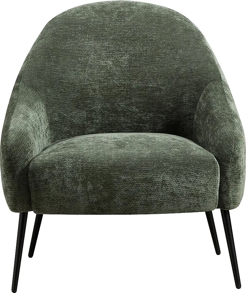 Fotel z zielonej tkaniny teksturowanej RIBEDI