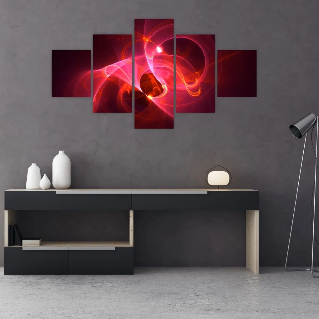 Nowoczesny obraz różowej abstrakcji (125x70 cm)