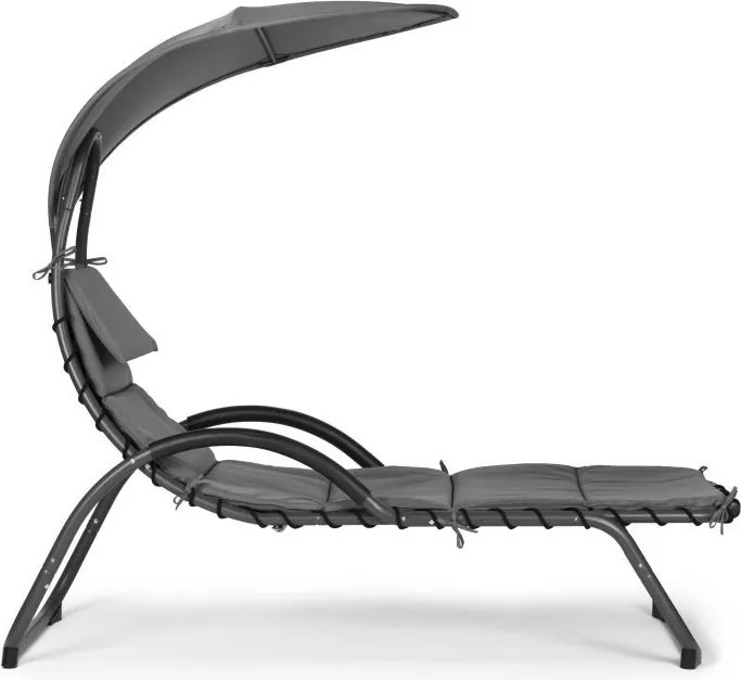 Wygodny leżak ogrodowy Casaro 158C - leżanka z daszkiem i poduchą, szary