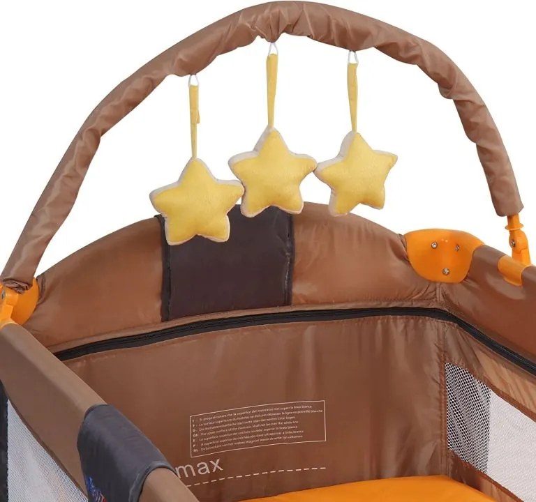 Łóżeczko turystyczne podróżne pomarańczowo-szare