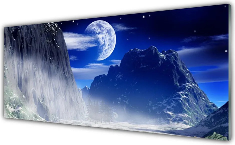 Panel Szklany do Kuchni Szczyty Gór W Świetle Księżyca