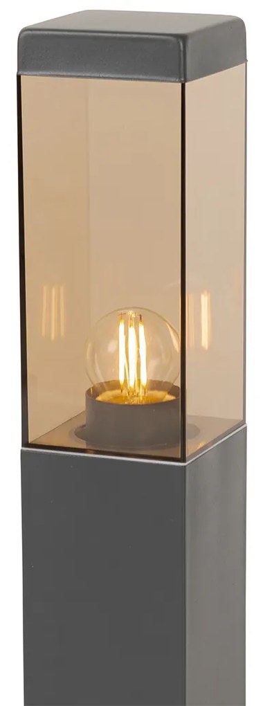 Zewnetrzna Inteligentna lampa zewnętrzna słupek ciemnoszara z przydymionym szkłem 45 cm z WiFi P45 - Malios Nowoczesny Oswietlenie zewnetrzne