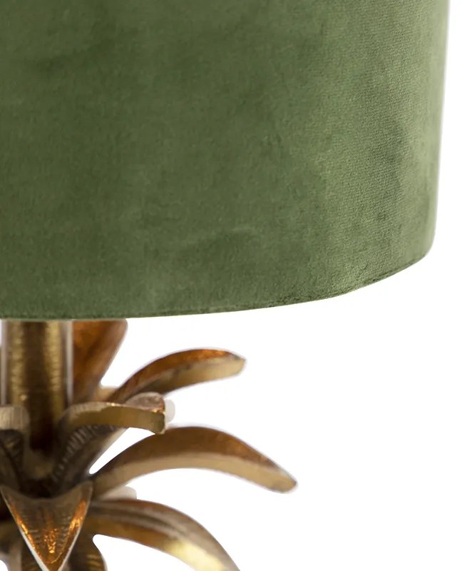 Lampa stołowa w stylu art deco z abażurem z weluru zielonym 25 cm - Areka ArtDeco Oswietlenie wewnetrzne