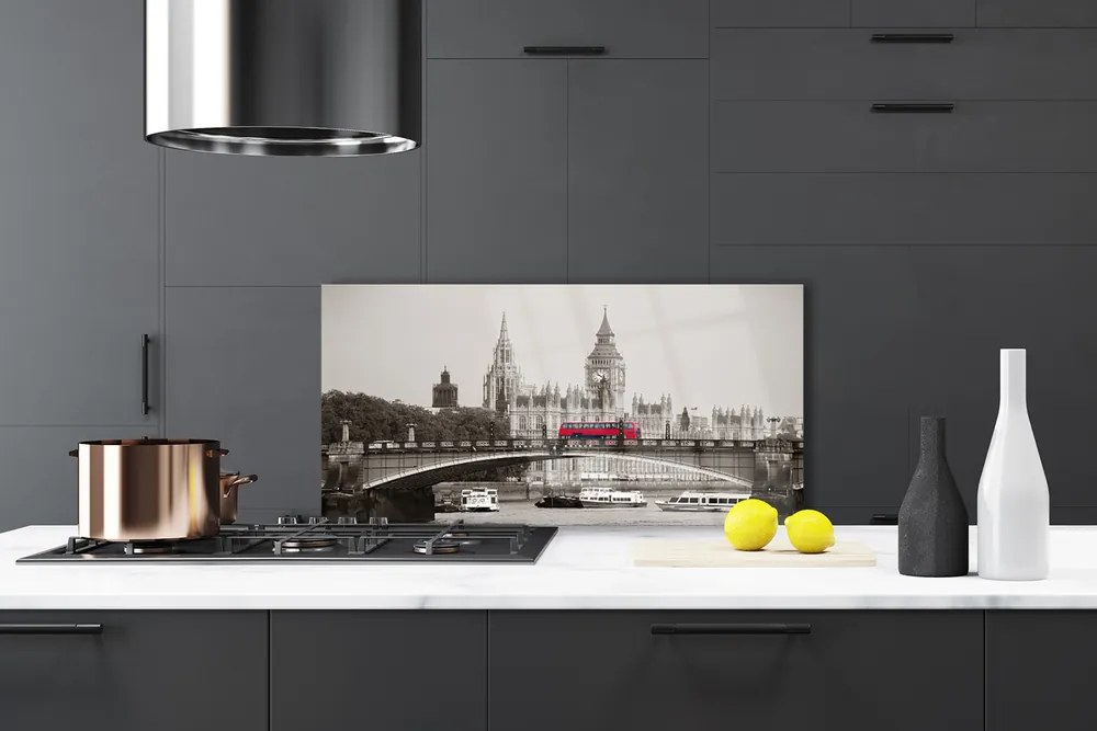 Szkło Ozdobne do Kuchni Ikona Londynu: Big Ben i Most