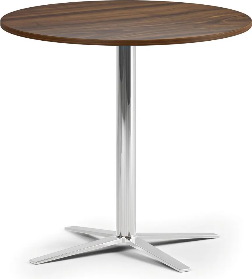 Stolik kawowy AURA, średnica 60 cm, chrom podstawa, orzech