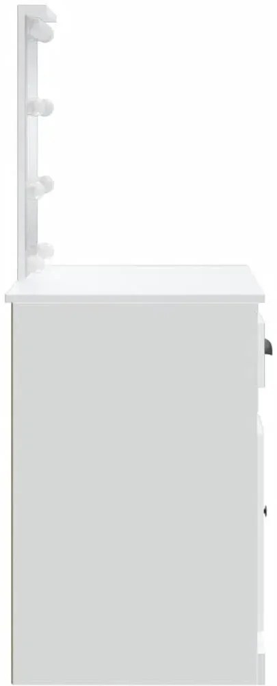 Biała toaletka z lustrem z lampkami LED - Ergik