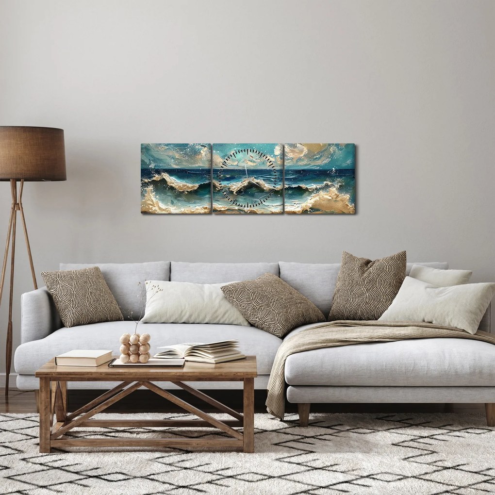 Obraz - Malowanie morza (z zegarem) (90x30 cm)