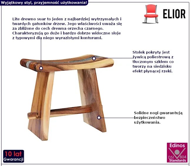 Elegancki stołek ozdobiony poliżywicą P2-B38